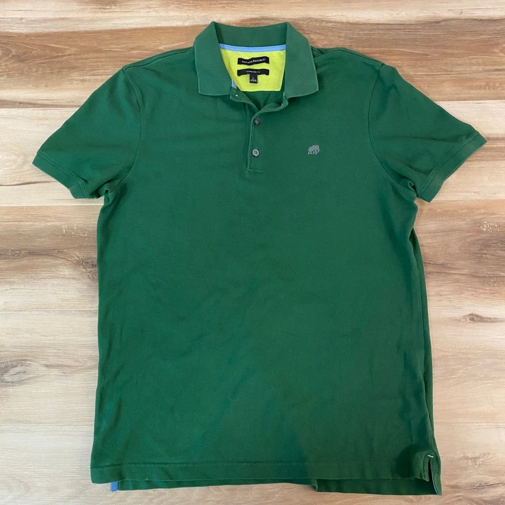 Banana‎ Republic Polo Shirt Mens Large Standard Fit Green Cotton Short Sleeve